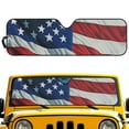 thumbnail image 1 of Jeiento American Flag Windshield Sun Shade for Jeep Wrangler JK JKU JL JLU1997-2024,Window Sun Visor for UV Rays & Heat Protection Easy to Install Heat Reflector-Keep Your Vehicle Cool, 1 of 6