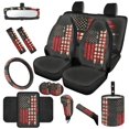 thumbnail image 1 of Jeiento American Honoring Firefighter Flags Car Front Back Seat Covers 14 PCS Set with Steering Wheel Cover Seatbelt Pad Trash Can Armrest Cover Rearview Mirror Cover Handbrake Cover Set Coasters, 1 of 7