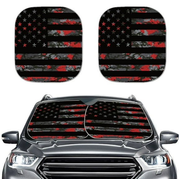 Jeiento American Military Flag Car Windshield Sunshade Car Front Window Sun Shade for Most Sedans SUV Truck Auto Sun Blocker Visor Sun Shield Protector 2pcs Set Car Accessories for Women Men