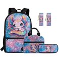 thumbnail image 1 of Jeiento Axolotl 17 Inch School Backpack Set of 5 Lightweight Breathable Girls School Bag with Lunch Bag, Pencil Case and Bookmarks Cute Kids Backpack for 9-12 Years Old, 1 of 8