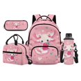 thumbnail image 1 of Jeiento Axolotl 17 Inch School Bag Set for Boys Girls 4-Piece Lunch Bag Pencil Case Water Bottle Holder Strawberry Lightweight Large Capacity Backpack for Kids Back to School, 1 of 7