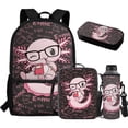 thumbnail image 1 of Jeiento Axolotl Backpack for Girls 4-6 6-8 8-12 Kids Bookbag with Lunch Box and Pencil Case Water Bottle Holder 4Pcs/Set Elementary Schoolbag Math Formula Children Daypack Preschool Back Packs, 1 of 7