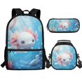 thumbnail image 1 of Jeiento Axolotl Backpack for Girls 8-12 Elementary School Bag with Lunch Box Pencil Case Blue Ocean Kindergarten School Bookbag Set 3 In 1 Kids Daycare Satchel Rucksack Travel Daypack, 1 of 7