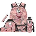 thumbnail image 1 of Jeiento Axolotl Girls Backpack Set 5 Pcs Soccer Print 17 Inch Lightweight Backpack with Lunch Bag Pencil Pouch for 9-12 Years Old Elementary to Middle School Cool Kids Bookbag, 1 of 8