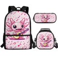 thumbnail image 1 of Jeiento Axolotl School Bags for Girls 7-10 10-12 Kids Backpack Set with Lunch Box Pencil Case Music Note Elementary School Back Pack Preschool Kindergarten Bookbag Travel Daypack Black, Pink, 1 of 7