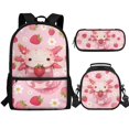 thumbnail image 1 of Jeiento Axolotl Strawberry Kids Backpack with Lunch Box Girls Elementary School Bags Pink Bookbag and Lunch Bag Set Pencil Case Kindergarten Primary Schoolbag Back Packs Travel Daypack, 3 in 1, 1 of 7