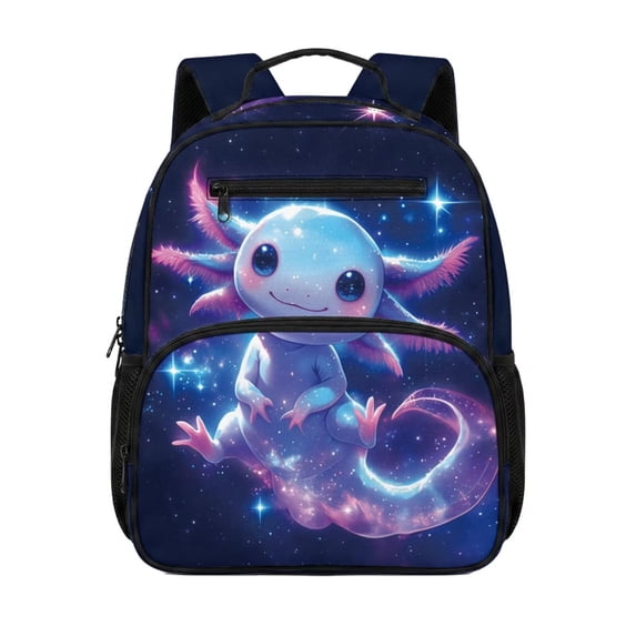 Jeiento Axolotl Toddler Backpack 13.5 Inch, Galaxy Sky Polyester Preschool Bag, Kids Backpack for Kids Outdoor Adventure Activities