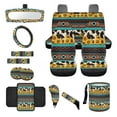 thumbnail image 1 of Jeiento Aztec 14 PCS Car Seat Cover Full Set with Steering Wheel Cover Seat Belt Covers Cow Print Trash Can Rear View Mirror Cover Sunflower Center Console Cover Cup Coasters Handbrake Cover Set, 1 of 7