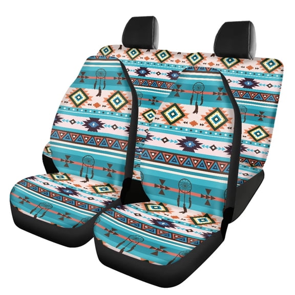 Jeiento Aztec Car Seat Covers Set of 4 Auto Front Seat Covers Matching Back Seat Cushion Covers Native American Navajo Tribal Auto Seat Covers Decor Car Accessory for Sedan RV Van