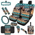 thumbnail image 1 of Jeiento Aztec Horse 14 PCS Car Seat Cover Full Set, with Steering Wheel Cover Seat Belt Covers Trash Can Rear View Mirror Cover Center Console Cover Coasters Handbrake Cover Set Car Accessories, 1 of 7