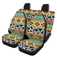 thumbnail image 1 of Jeiento Aztec Tribal Black Cow Spots Front Seat and Rear Split Bench Seat Covers, 4 Pieces, 1 of 7