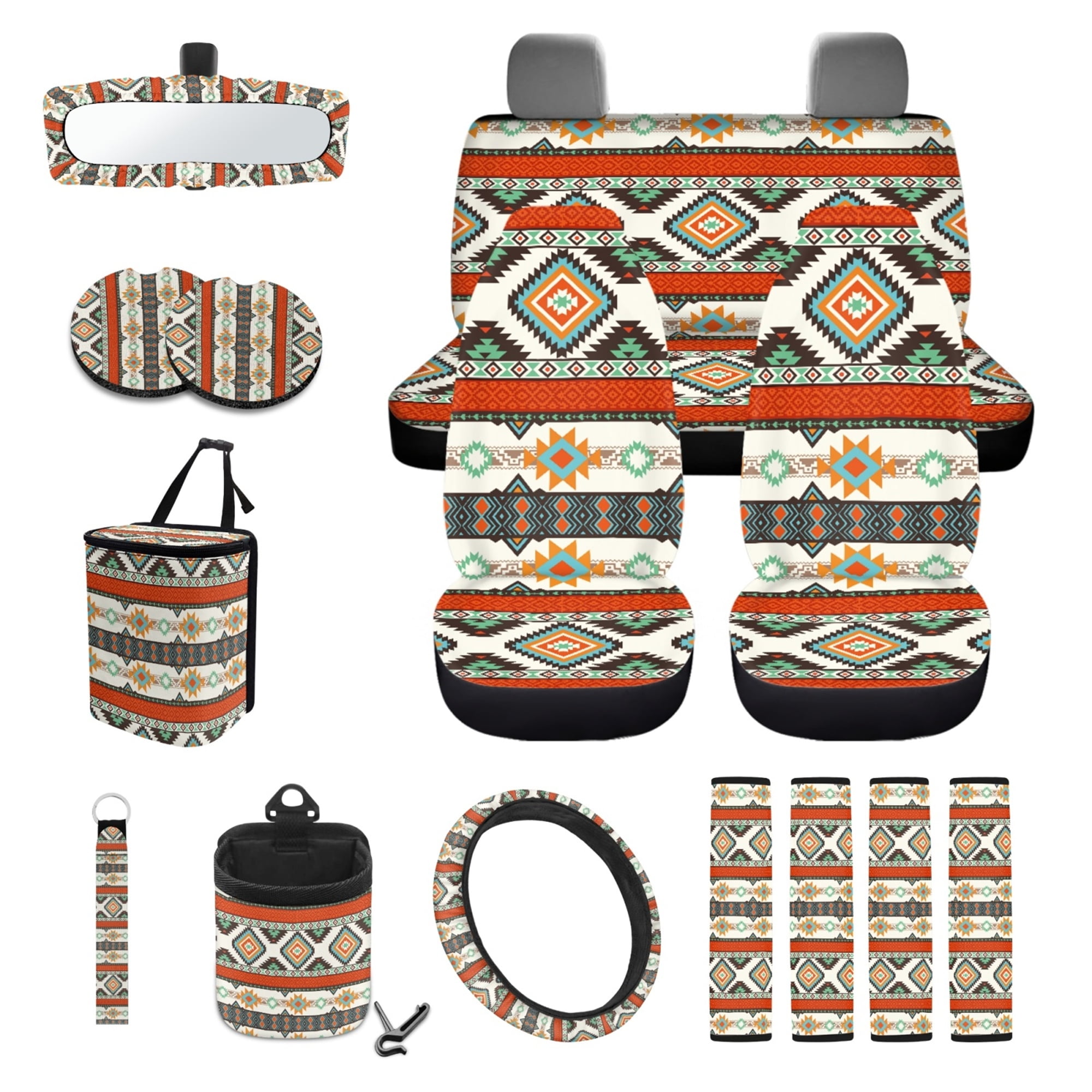 Jeiento Aztec Tribal Car Seat Cover Full Set 15 PCS with Steering Wheel ...