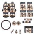 thumbnail image 1 of Jeiento Aztec Western Horse Automotive Seat Covers Full Set of 17 Car Front Rear Seat Covers Floor Mats Car Steering Wheel Cover Armrest Cover Coasters Keychains Universal Fit for Most Vehicles, 1 of 6