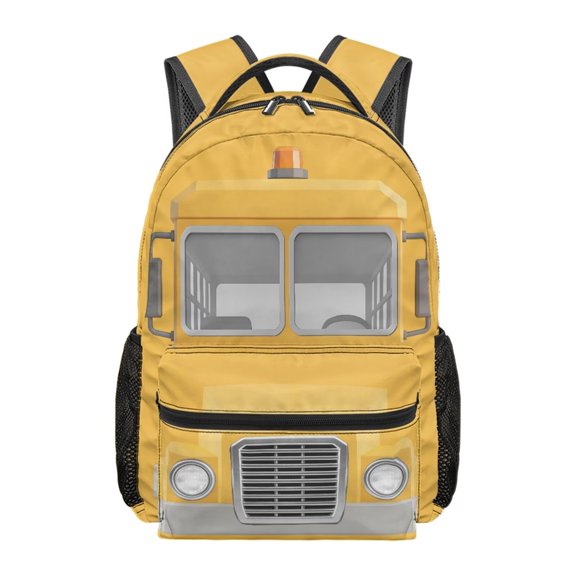 Jeiento Backpack for Girls 16 Inch Water-Resistant Polyester School Backpack with Multiple Organizer Pockets Casual Lightweight Daypack, School Bus Print