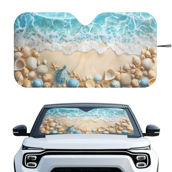 Jeiento Beach Starfish Sunshade Visor Car Windshield Sun Shade Easy Installation Foldable Automotive Interior Accessories for Sun Protection Sun Shade for UV Protection Easy Storage