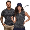 thumbnail image 1 of Jeiento Black Leopard Print Matching Golf Shirts for Couples Mens Short Sleeve Zip Collar Golf Shirts Womens Sleeveless Tennis Tank Tops Quick Dry Moisture Wicking Summer Couple Golf Outfit Set, 1 of 7