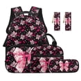 thumbnail image 1 of Jeiento Black Pink Soccer Bow 17 Inch Backpack 4-Piece Set, Lightweight Large Capacity School Bookbag for Teen Girls Students Daily Use, 1 of 8