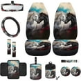 thumbnail image 1 of Jeiento Black White Horse Car Seat Cover Set 12 PCS with Steering Wheel Cover Seat Belt Pad Armrest Cover Garbage Bin Air Vent Pocket Rearview Mirror Cover Coasters Keychain Auto Accessories Decor, 1 of 7