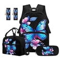 thumbnail image 1 of Jeiento Blue Butterfly Girls Backpack and Lunch Box Set 4 Piece 17 Inch School Backpack for Elementary Kids Large Capacity Daypack with Padded Straps, Includes Pencil Case Bookmarks, 1 of 7