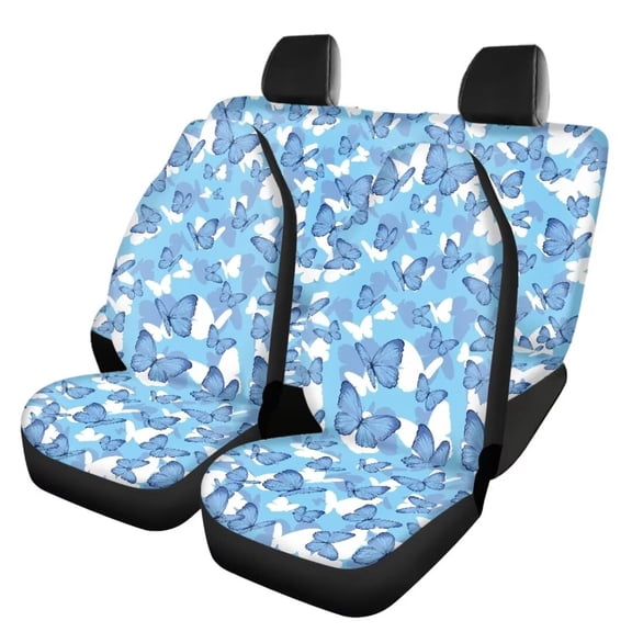 Jeiento Blue Butterfly Universal Seat Covers for Cars Front Rear Seat Protector Fit for Women Cute Girls Sedans,Cars,Vans Full Protection,Pack of 4