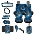 thumbnail image 1 of Jeiento Blue Marble Print Auto Accessories Set Car Seat Covers Car Steering Wheel Cover Seatbelt Shoulder Pad Trash Can Rear View Mirror Protector Handbrake Cover Set Car Armrest Cover Coasters, 1 of 7