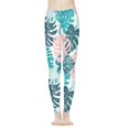 thumbnail image 1 of Jeiento Blue Palm Leaf High-waist Yoga Pants Running Sports Gym Full Length Leggings for Women Ladies Outfits for Women Girls Great Gift for Birthday, Size 3XL, 1 of 8