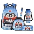 thumbnail image 1 of Jeiento Blue Penguin Backpack Set 5 Pcs Cartoon 17 Inch Large Capacity Backpack with Lunch Bag Pencil Case for 9-12 Years Old Teens Elementary to Middle School, 1 of 8