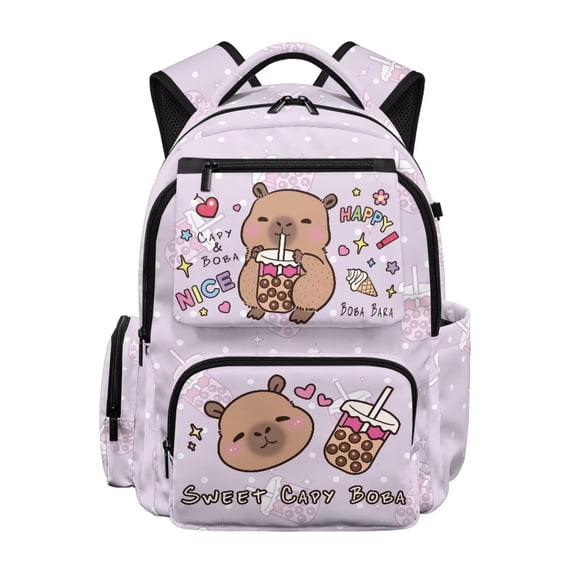 Jeiento Navy American Bow School Backpacks for Girls 8-12 Bookbags Large Capacity School Bags with Zipper Pockets for Primary Students 17 Inch Rucksack