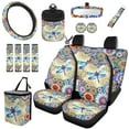 thumbnail image 1 of Jeiento Boho Dragonfly Car Accessories for Women with Front Back Seat/Steering Wheel Cover/Seat Belt Shoulder Strap/Garbage Can/Car Air Vent Storage Organizer/Keychain 15 Pcs, 1 of 6
