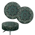 thumbnail image 1 of Jeiento Boho Mandala Bar Stool Seat Covers Round 2 Pack Stool Cover Stretch Bar Stools Protection Washable Barstool Covers Slipcovers with Elastic Band Furniture Chair Seat Cover Green Large, 1 of 6