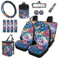 thumbnail image 1 of Jeiento Boho Mandala Flower 15 Pcs Car Seat Cover Set Included Coasters,Key Chains,Rear View Mirror Cover,Car Steering Cover,Car Seatbelt Cover,Car Vehicle Wheel Cover,Car Garbage Can Universal Fit, 1 of 7