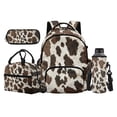 thumbnail image 1 of Jeiento Brown Cow Print 17 Inch Kids Schoolbag and Backpack Set 4-Piece Lunch Bag Pencil Case Water Bottle Holder Lightweight Tear-Resistant Large Capacity Book Bag, 1 of 7