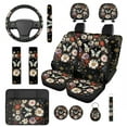 thumbnail image 1 of Jeiento Butterfly 14 PCS Car Seat Covers and Steering Wheel Cover Flower Seatbelt Strap Pad Armrest Cover Pad Headrest Cover Cup Coasters Key Ring Interior Auto Accessory, 1 of 7