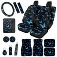 thumbnail image 1 of Jeiento Butterfly 17 Pcs Car Interior Sets, Car Seat Covers Full Set with Floor Mats Carpets Arm Rest Cover Seat Belt Cover Coaster, Universal Fits for Most Truck SUV Sedan Blue, 1 of 8