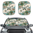thumbnail image 1 of Jeiento Butterfly Automotive Windshield Sun Shade 2 Piece Foldable Car Sunshade Dahlia Front Window Sun Shield Car Interior Accessories Fit Car Sedan SUV Truck Block Sun Glare UV and Heat, 1 of 7