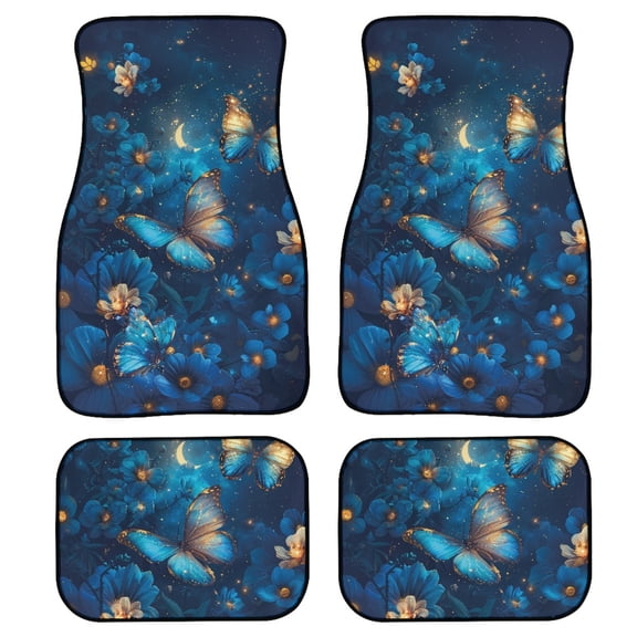 Jeiento Butterfly Car Floor Mats Flowers Carpets Non-Slip Vehicle Rugs Protector Universal Fit for Most Vehicles Auto Accessory Interior Decoration