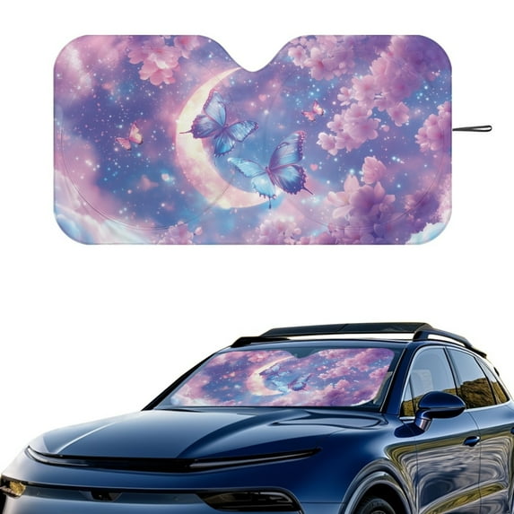 Jeiento Butterfly Cherry Blossom Sun Shade for Car Windshield Foldable Automotive Interior Accessories for Sun ProtectionBlocks UV Rays and Keeps Vehicle Cool for Car Truck SUV
