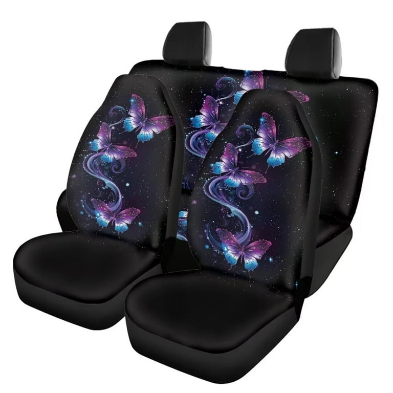 Jeiento Butterfly Saddle Blanket Car Seat Covers Full Set Galaxy Space Driver Seat Cover Front Seat Cover and Rear Split Bench Protection for Trucks