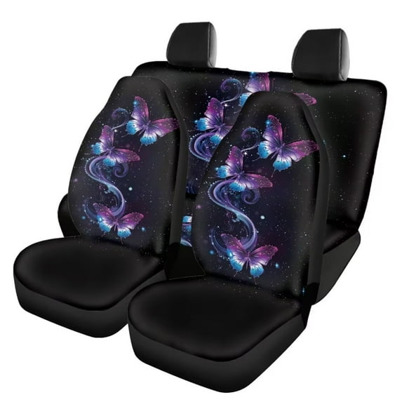 Jeiento Butterfly Saddle Blanket Car Seat Covers Full Set Galaxy Space Driver Seat Cover Front Seat Cover and Rear Split Bench Protection for Trucks SUV Van Auto