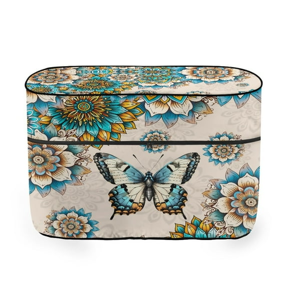 Jeiento Butterfly Trailer Propane Tank Cover Soft Camper Propane Tank Protector Fit for Dual 20lb Tanks Vintage Boho Floral Gas Cylinder Cover with Zipper Decor Accessory