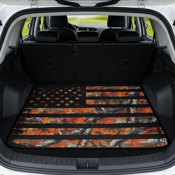 Jeiento Camo Flag Stripe Car Trunk Mat Cargo Liner for SUV Washable Non-Slip Rear Trunk Mat for Dog Cat Scratch-Resistant Car Accessory
