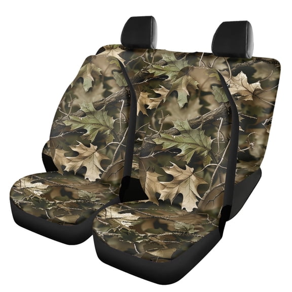 Jeiento Camo Hunting Car Seat Covers Set of 4 Front and Rear Split Bench Protection for Men Women Universal Fit for Auto Truck Van SUV Easy Install Washable