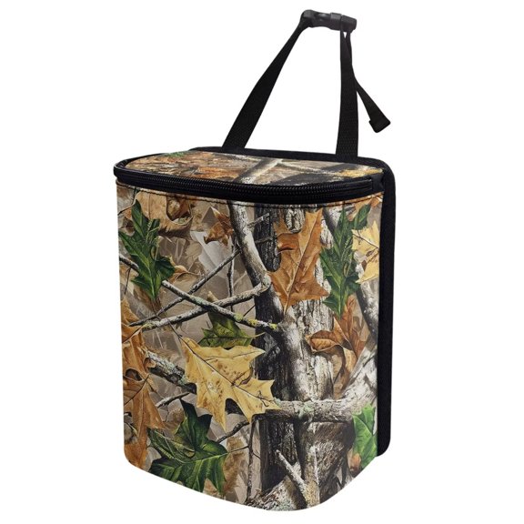 Jeiento Camo Hunting Car Trash Can Mini Auto Garbage Bin with Lid Lightweight Hanging Car Rubbish Bags for Back Front Seat
