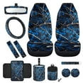 thumbnail image 1 of Jeiento Camo Hunting Front Car Seat Cover Full Set 12 PCS, with Steering Wheel Seat Belt Cover Armrest Mat Trash Bag Air Vent Bag Rear View Mirror Cover Coasters Blue Key Chain Car Decor, 1 of 9