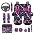 thumbnail image 1 of Jeiento Camo Oak Hunting Wood Car Seat Cover Full Set with Steering Wheel Cover Seat Belt Strap Pads Armrest Pad Coasters Keychain Lipstick Holder Pink 13 PCS Automobile Accessory Interior Decor, 1 of 8