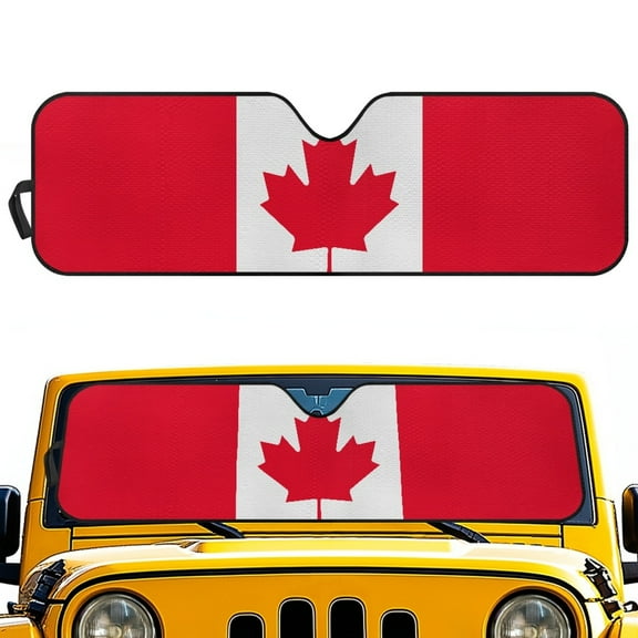 Jeiento Canadian Flag Windshield Sun Shade for 2007-2023 Wrangler Rubicon Sahara TJ JK JKU 2 & 4 Door-Blocks UV Rays Sun Visor Protector Car Sun Shade Keep Your Vehicle Cool Easy Installation