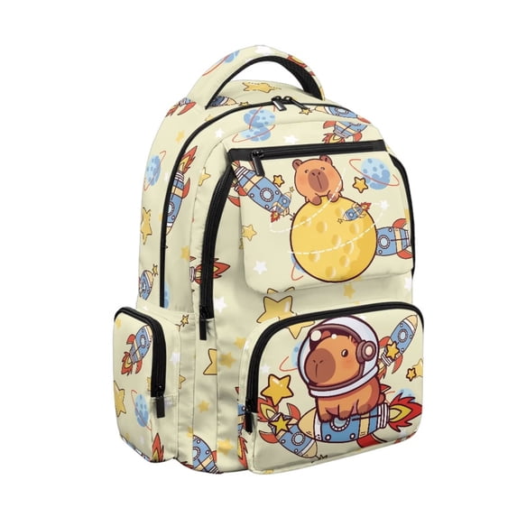 Jeiento Capybara Backpack for Girls - 17 Inch Lightweight School Bookbag - 600D Tear Resistant with Padded Tablet Sleeve for Elementary Ages 9-12
