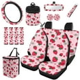 thumbnail image 1 of Jeiento Car Accessories Pink Strawberry Car Seat Cover Full Set Include Cup Coasters Key Chain Rearview Mirror Cover Trash Can Steering Wheel Covers and Seatbelt Pads Car Interior Decor, 1 of 6