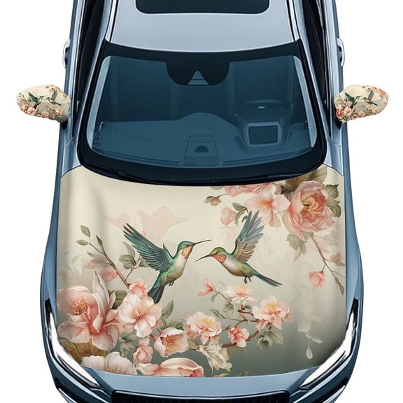 Jeiento Car Hood Cover with Side View Mirror Cover Hummingbird Car Hood Protector Waterproof Side View Mirror Cover Protection for Snow Ice Bird Droppings
