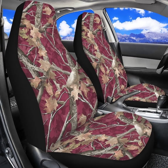 Jeiento Car Seat Covers Front Seats Only Camo Oak Hunting Wood Seat Cover for Carseat Protection 2 Pack Universal Seat Covers for Cars SUV Trucks